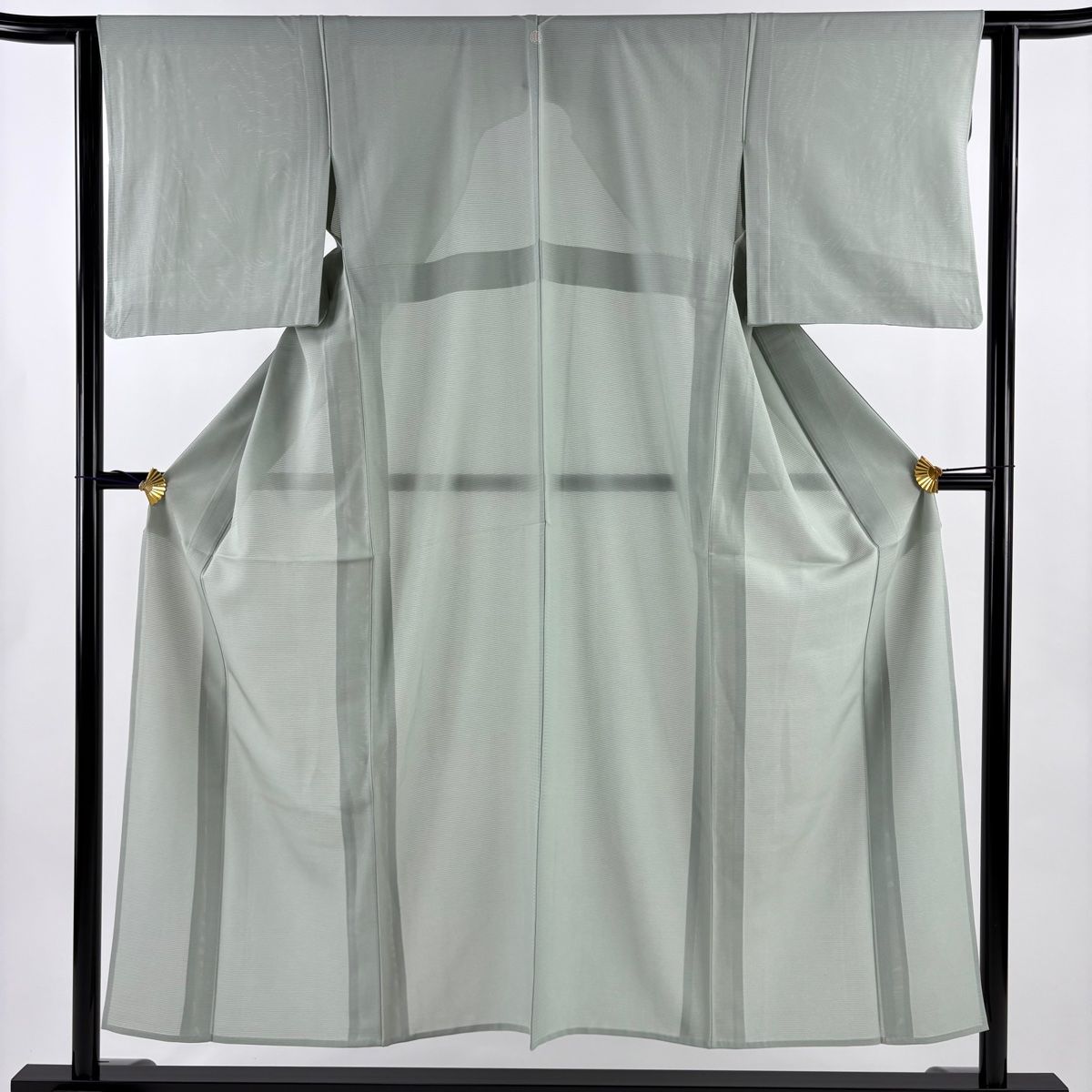 江戸小紋 身丈152 5 cm 裄丈62 S 薄物 絽 落款 鮫 灰緑 正絹 一つ紋