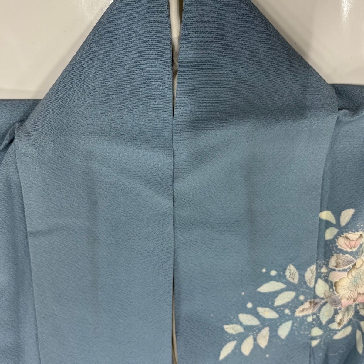 訪問着 身丈157cm 裄丈66.5cm M 袷 辻が花 染め分け ぼかし 水色 正絹