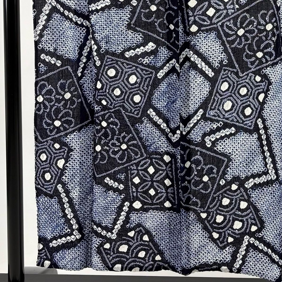 浴衣 身丈155 cm 裄丈61.5 S 絞り浴衣 色紙 花 紺色 綿