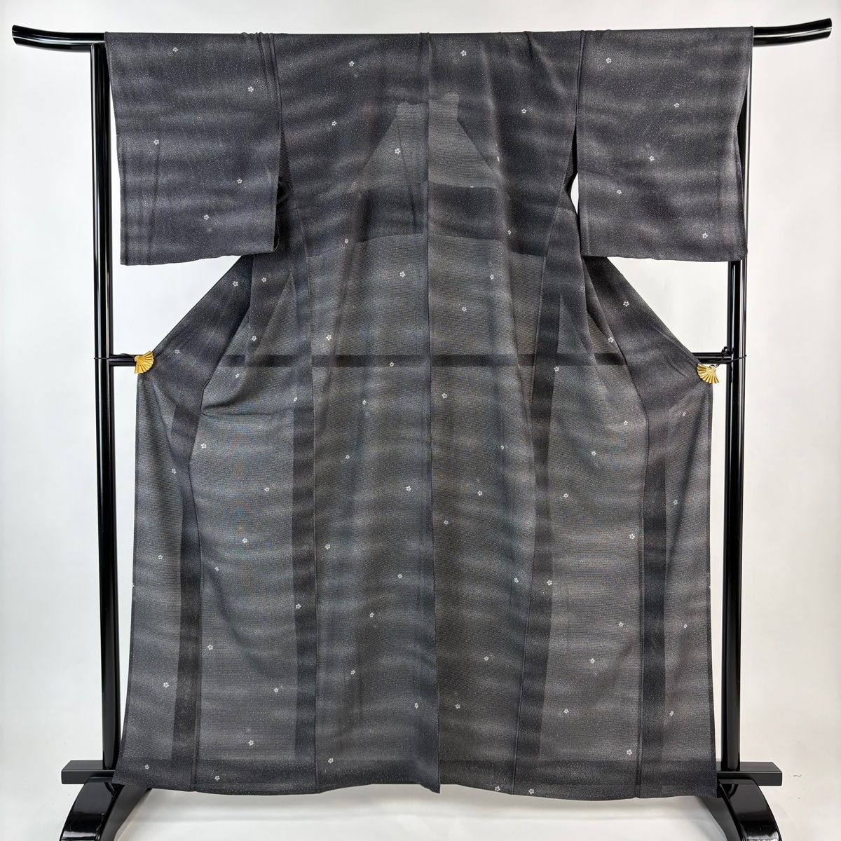 小紋 身丈162 cm 裄丈67.5 L 薄物 絽 ますいわ屋 梅 霞 墨色 正絹