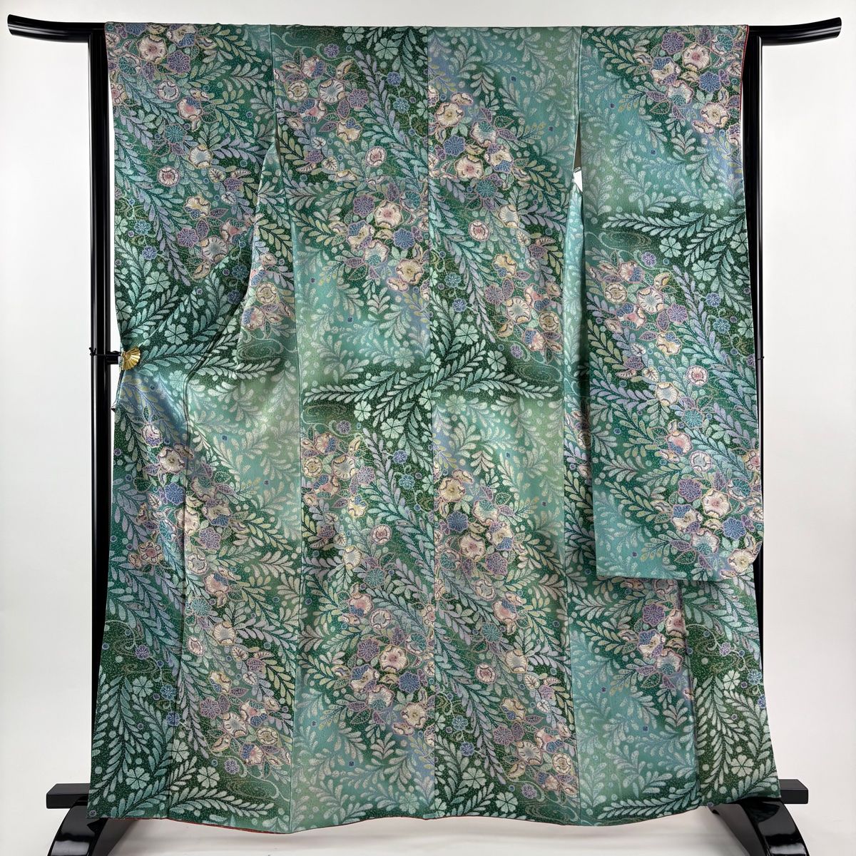 振袖 身丈163 cm 裄丈63 5 S 袷 辻が花柄 金彩 ぼかし 緑 正絹