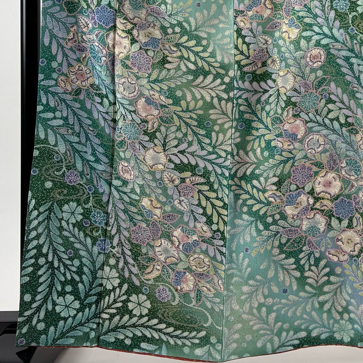 振袖 身丈163 cm 裄丈63.5 S 袷 辻が花柄 金彩 ぼかし 緑 正絹