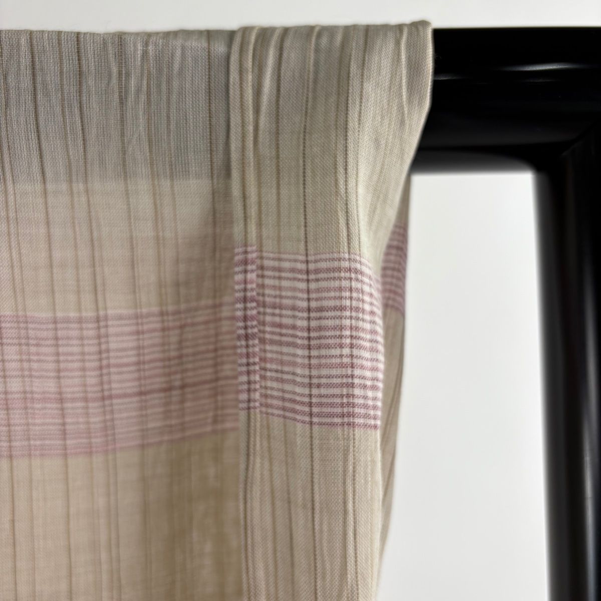  紬 身丈161 5 cm 裄丈64 M 薄物 小千谷縮 証紙 縞 薄茶色 麻 紬 着物