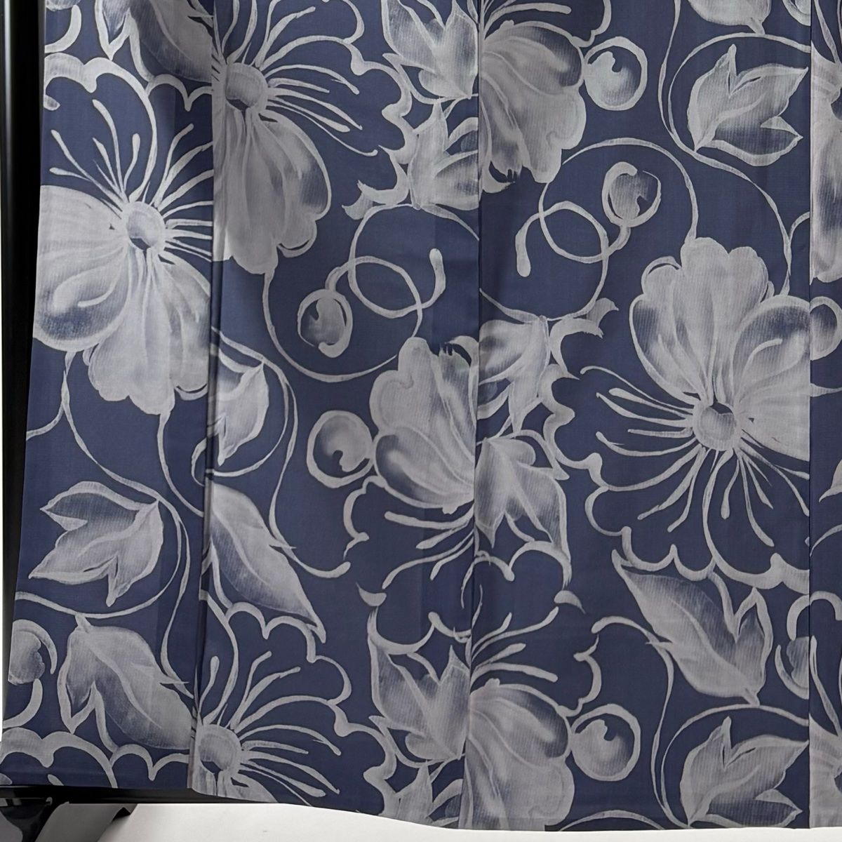 小紋 身丈163 cm 裄丈68 L 単衣 斉藤上太郎 落款 草花 紺色 正絹