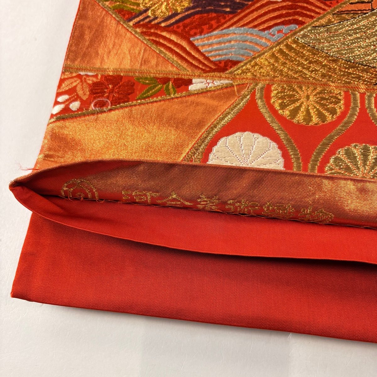 袋帯 逸品 河合美術織物 落款 関西仕立て 糸巻き 枝垂れ桜 唐織 箔