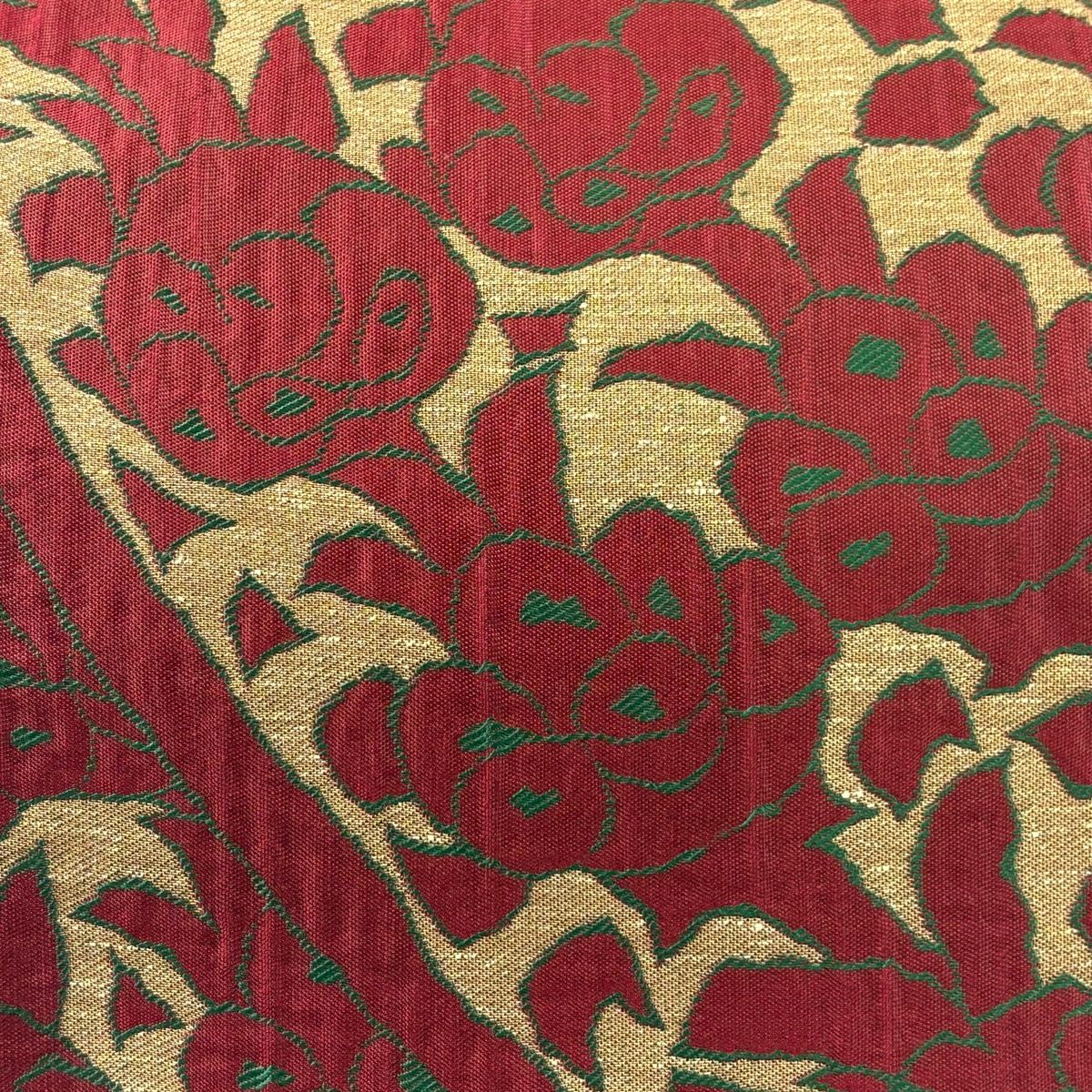 袋帯 桝屋高尾 落款 金唐捻金 陶片の華 金糸 薄黄土色 六通 正絹