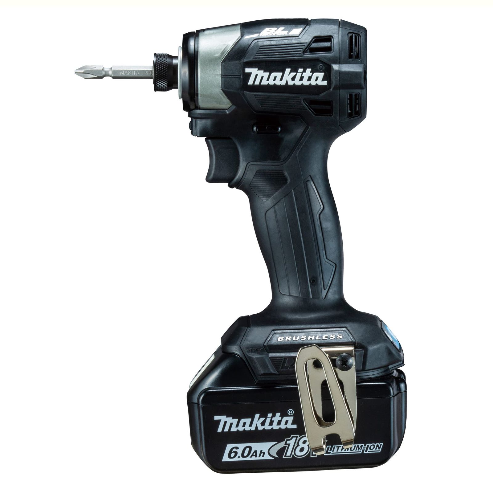マキタ Makita 充電式インパクトドライバ 黒 18 V 6 Ah バッテリ2本 充電器 ケース付