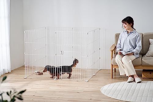  by ペットサークル ドア付き マットホワイト 幅149.5 cm×奥行149.5 cm×高さ91.4 cm その他 フェイスケア