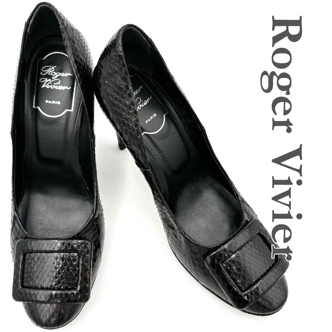 □激レア□ Roger Vivier パイソン ハイヒール ブラック 1486T - メルカリ