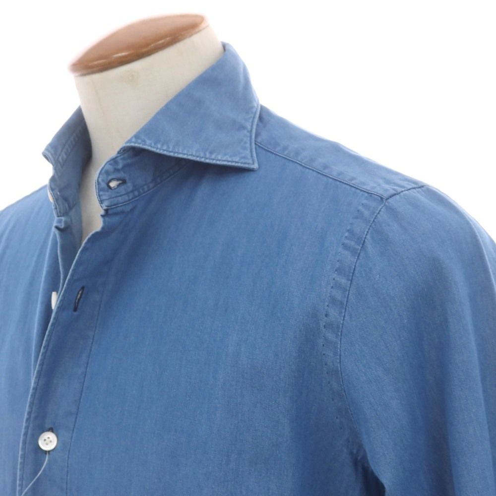 中古】フィナモレ Finamore コットン ダンガリー ホリゾンタルカラー