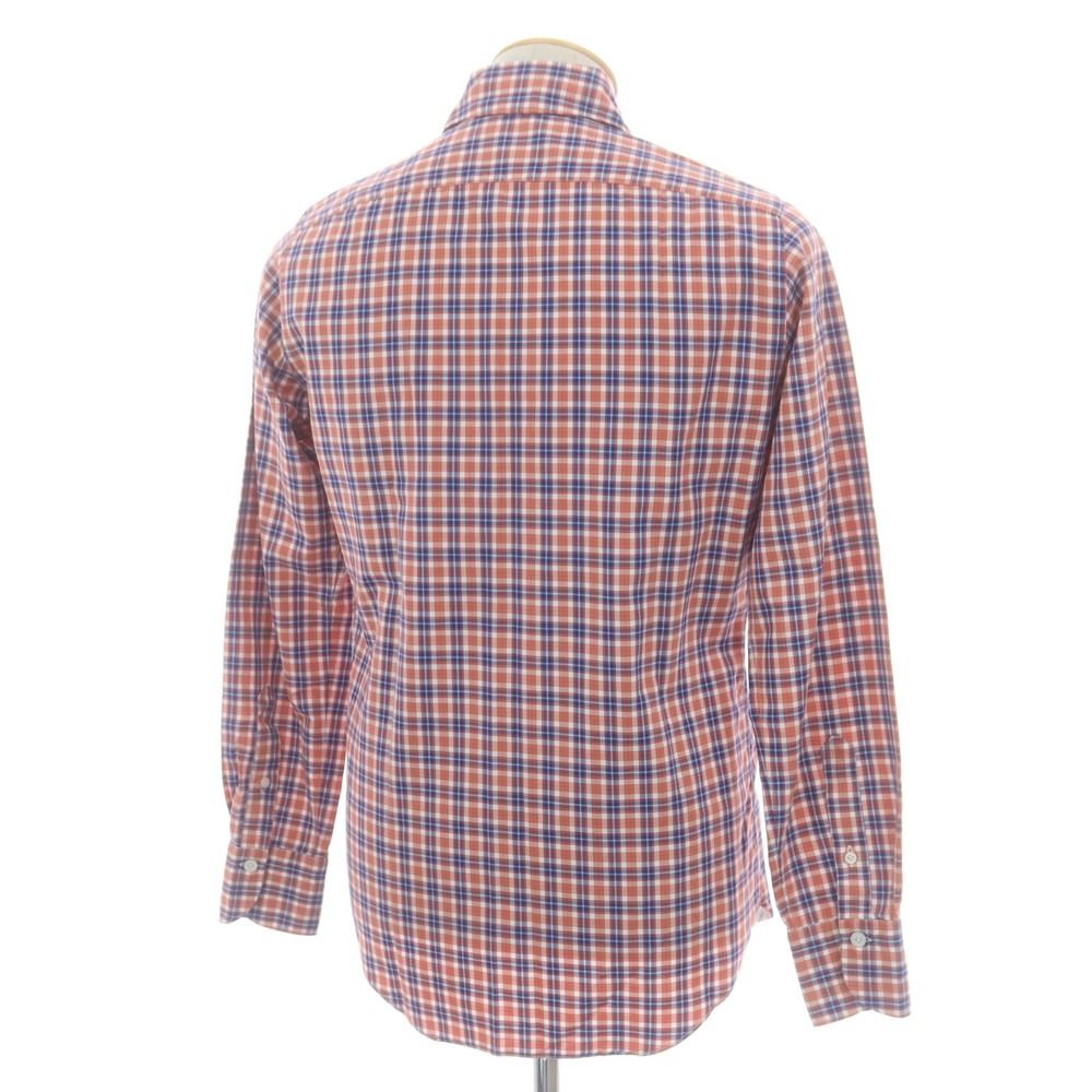 中古】フィナモレ Finamore コットン チェック ホリゾンタルカラー