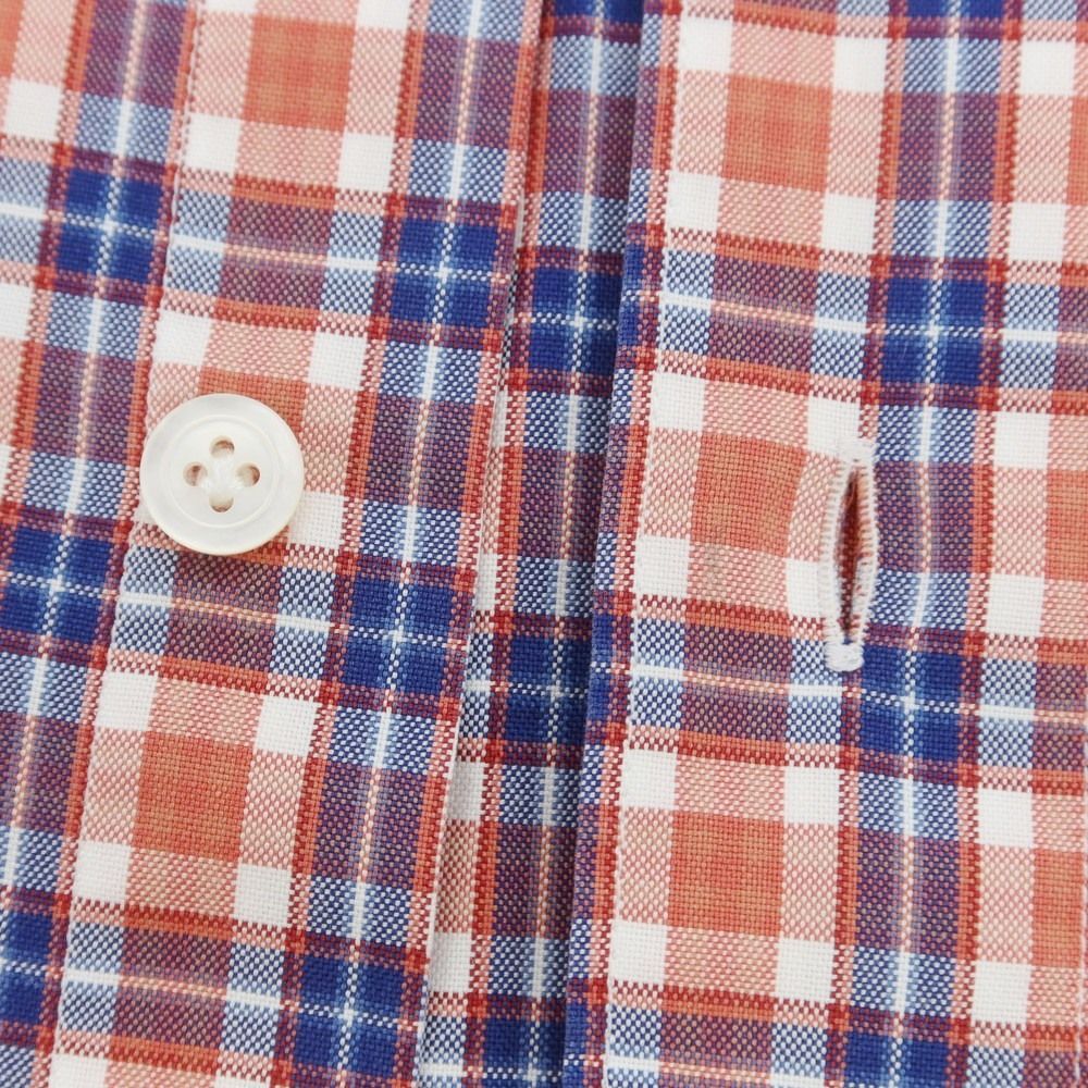 中古】フィナモレ Finamore コットン チェック ホリゾンタルカラー