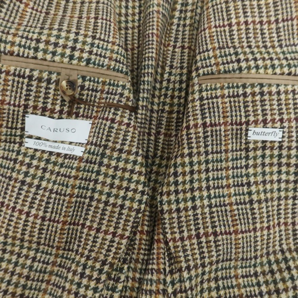 中古】【未使用】カルーゾ CARUSO butterfly ウール チェック 2B