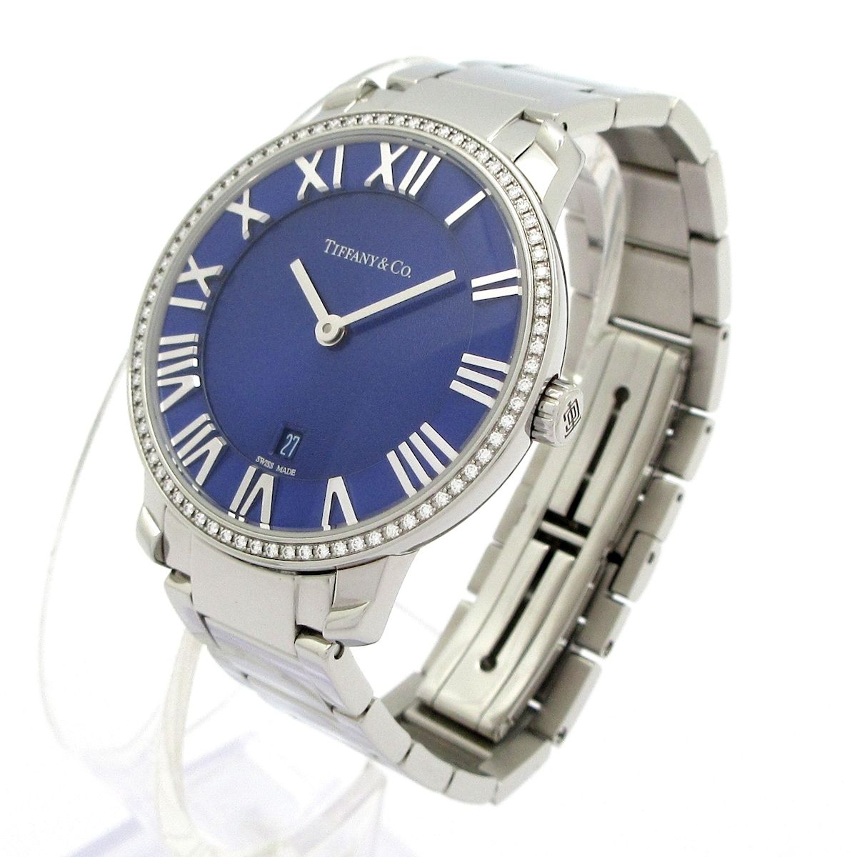 TIFFANY-Co. ティファニー 腕時計 アトラス2 ハンド 31 MM レディース ダイヤベゼル ブルー