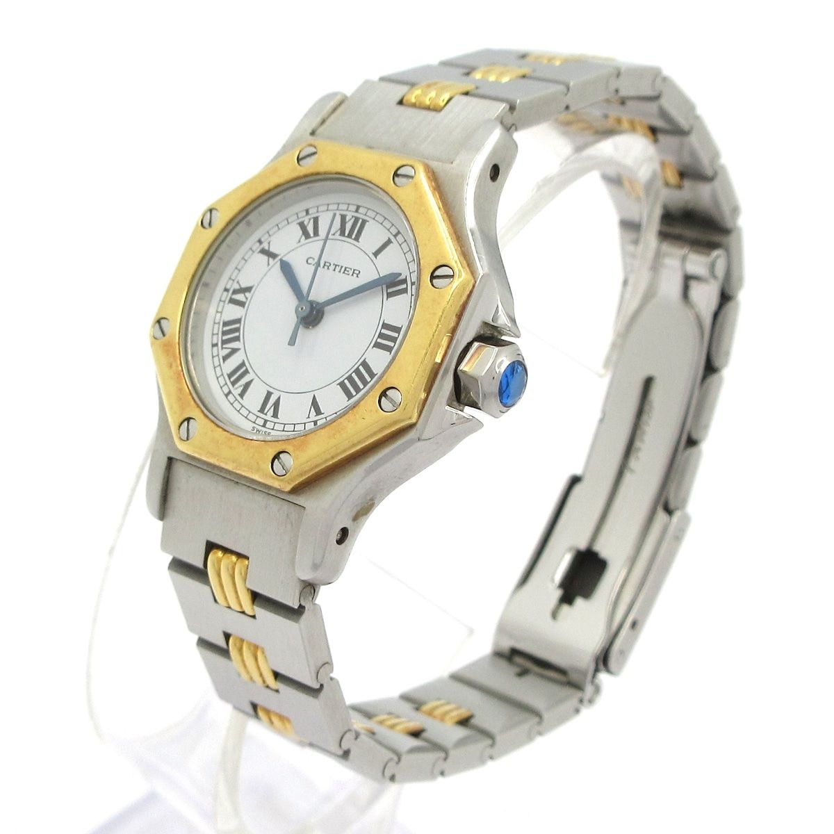 Cartier カルティエ 腕時計 サントスオクタゴンSM レディース SS×K 18 YG ゴドロンブレス 白
