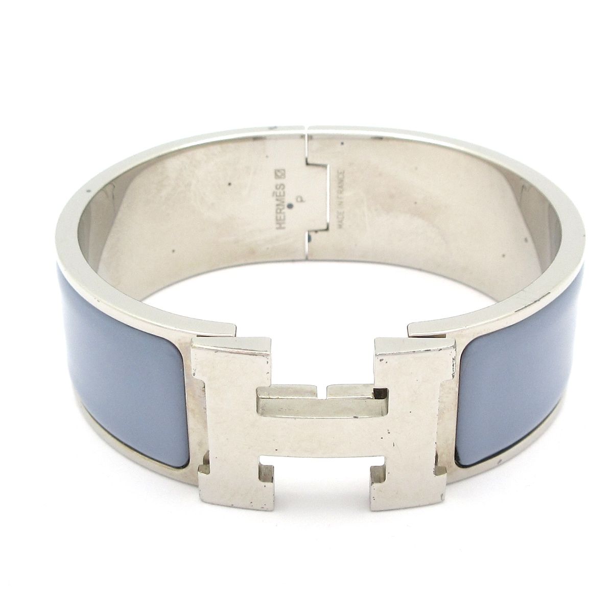 HERMES エルメス バングル クリック クラックH シルバー ライトブルー
