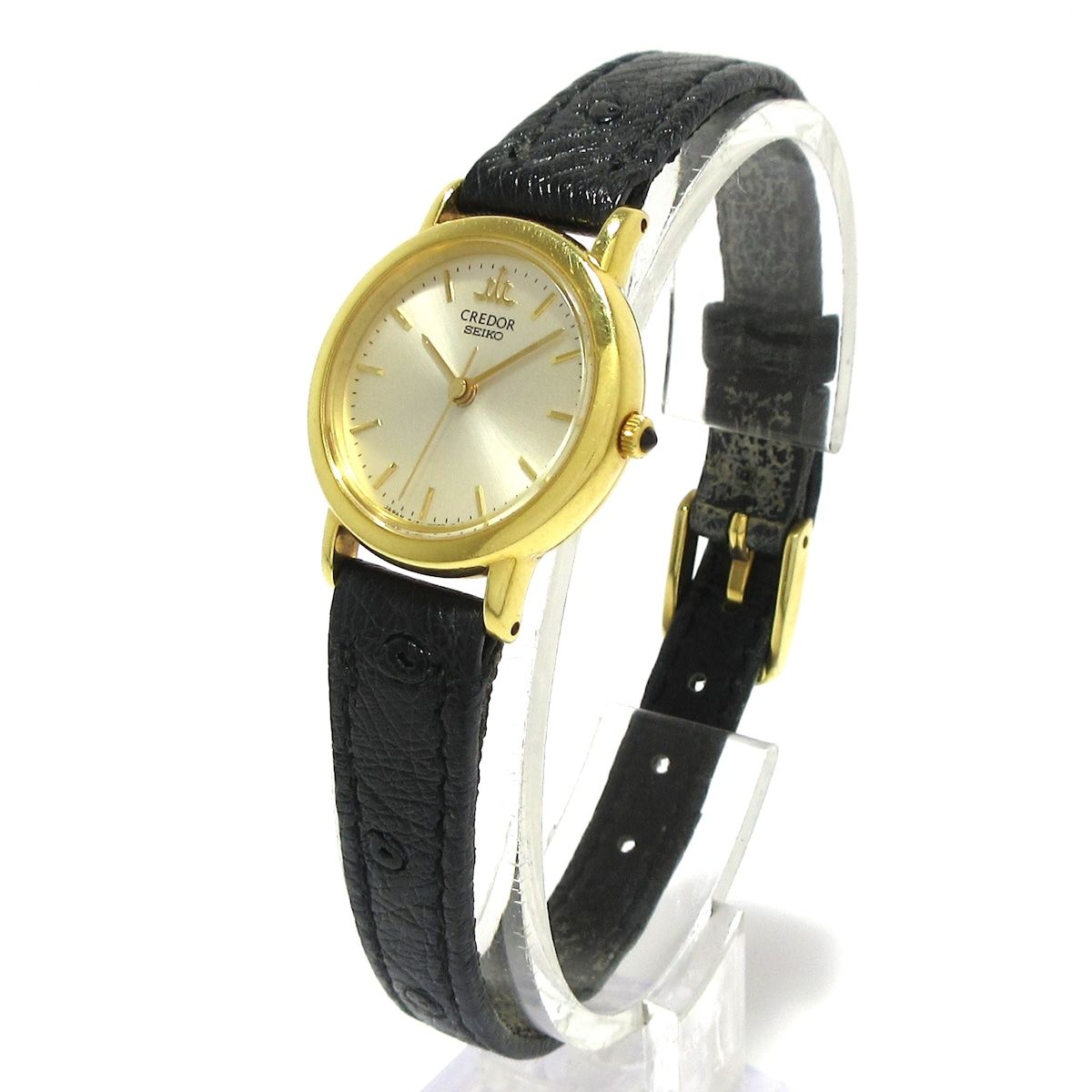 SEIKO CREDOR セイコークレドール 腕時計 - 4 J 81-0010 レディース 18 KT 社外ベルト シルバー