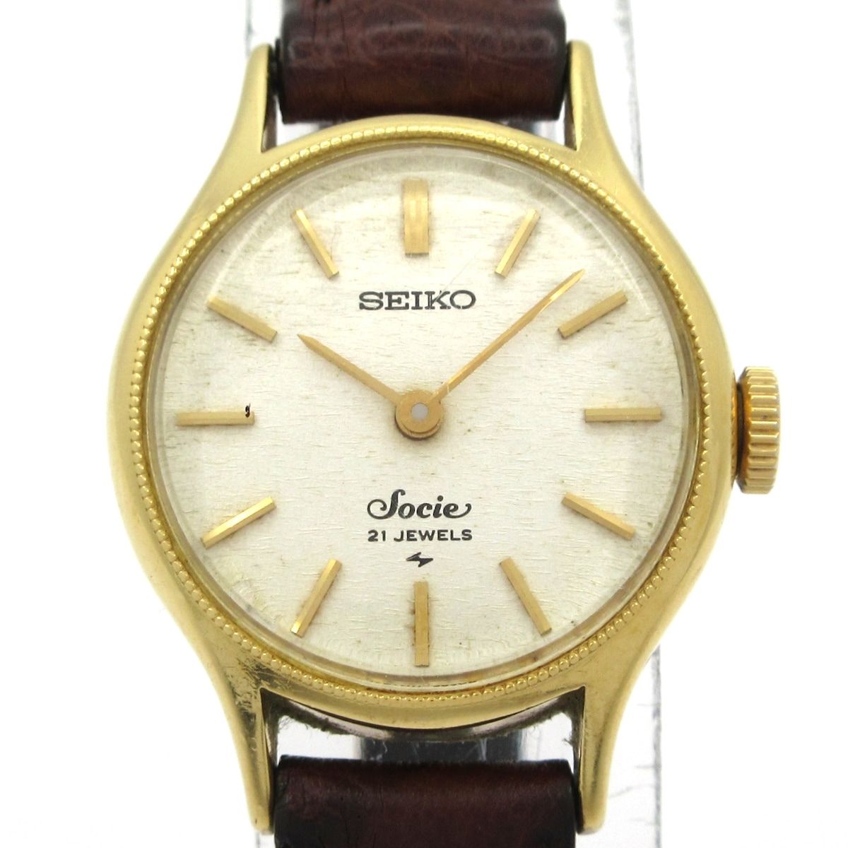 SEIKO セイコー 腕時計 - 1220-0020 レディース 14 K 社外ベルト アイボリー