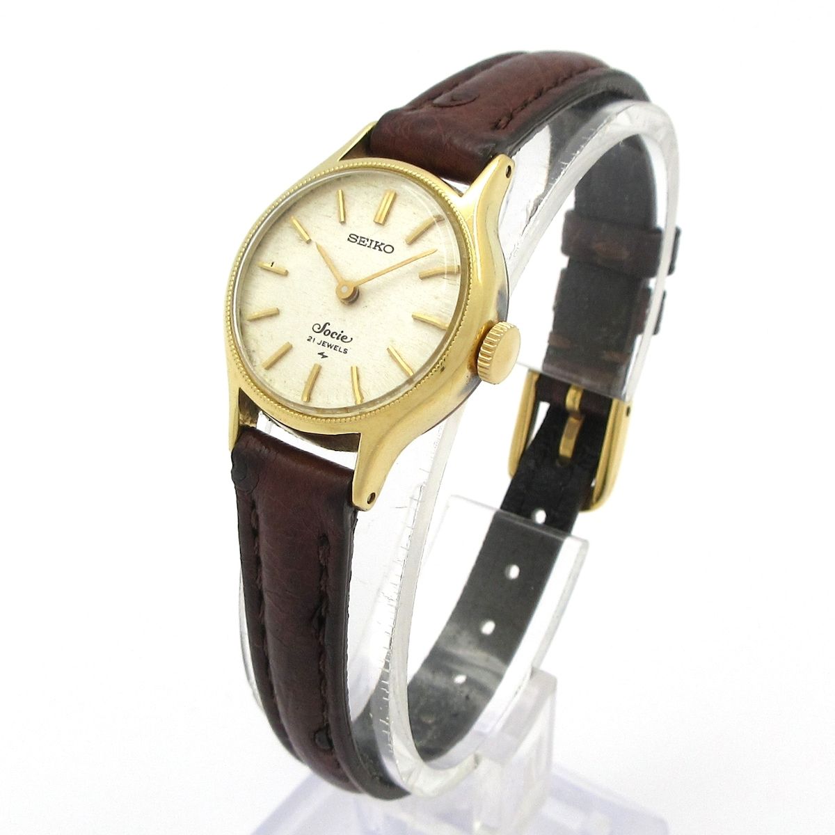 SEIKO セイコー 腕時計 - 1220-0020 レディース 14 K 社外ベルト アイボリー