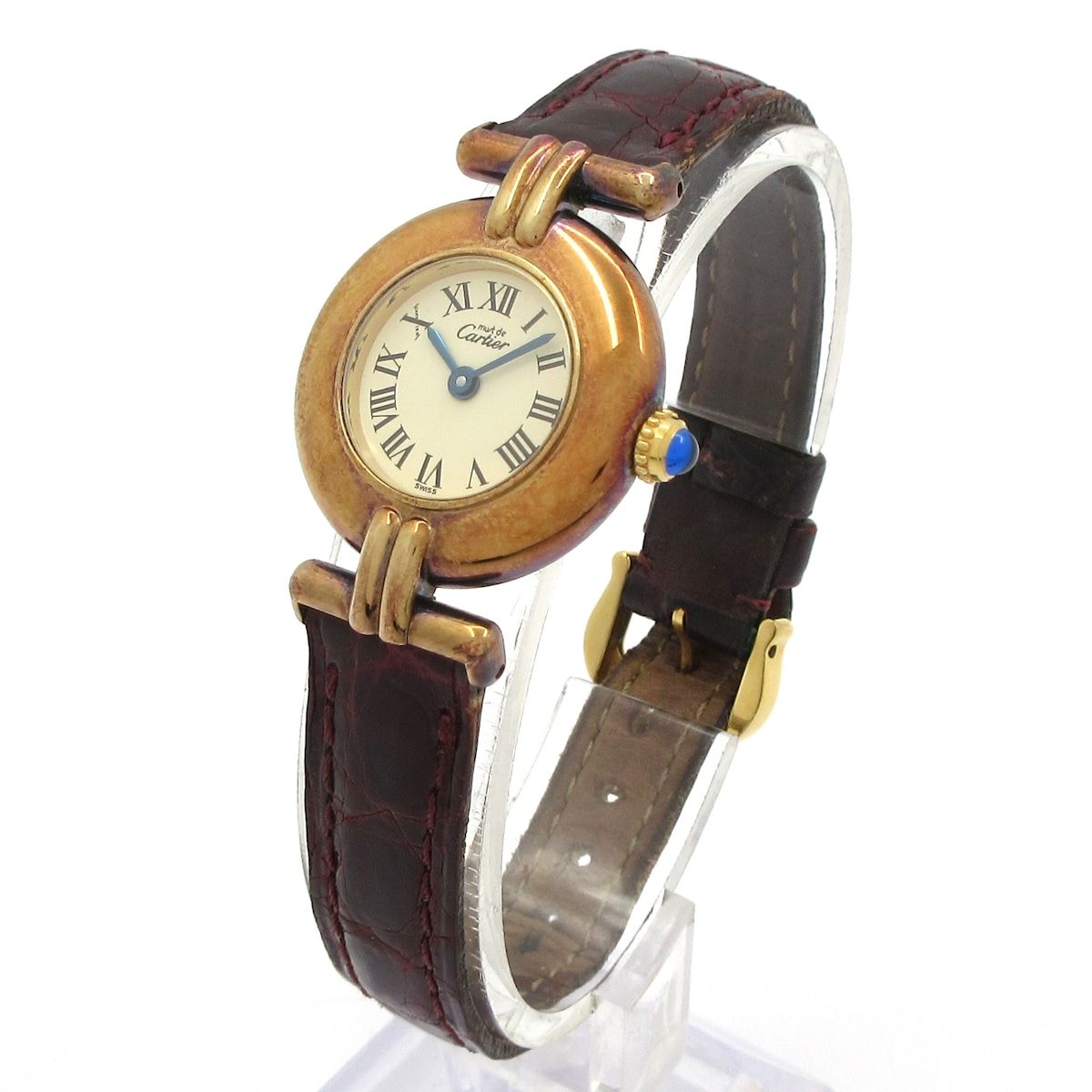 Cartier カルティエ 腕時計 マストコリゼヴェルメイユ レディース 925 革ベルト アイボリー