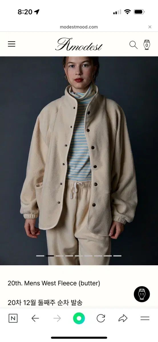 モデストムード ウエスト フリース バター メンズ