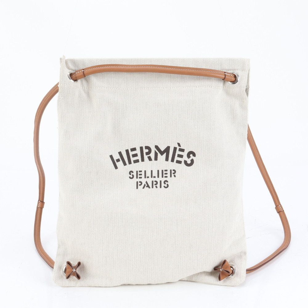 極美品 エルメス Y 刻印 マリーヌ レザー キャンバス リュックサック