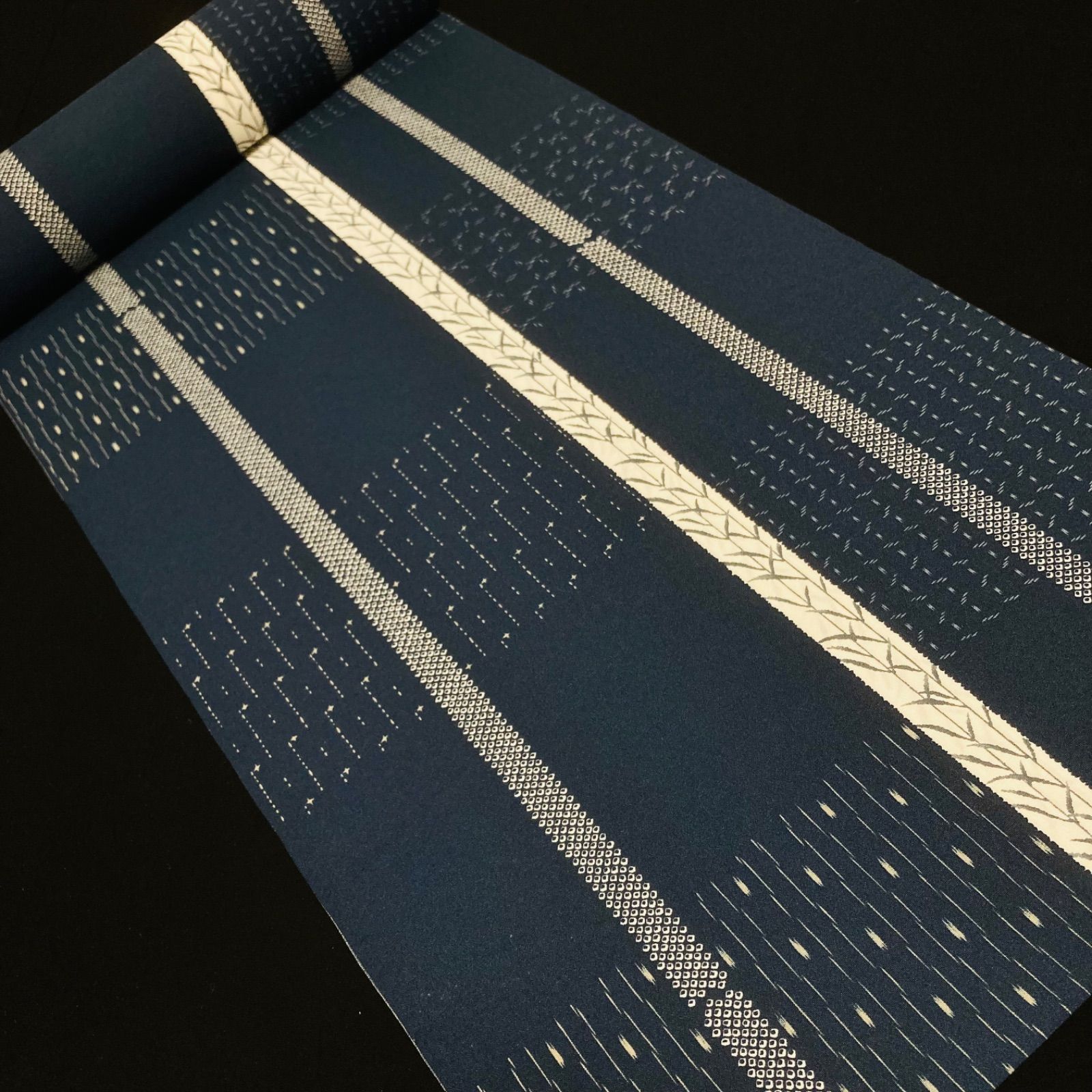 オレンジ着物 y 105 ◾️割と なポリエステル化繊小紋着尺反物5点◾️