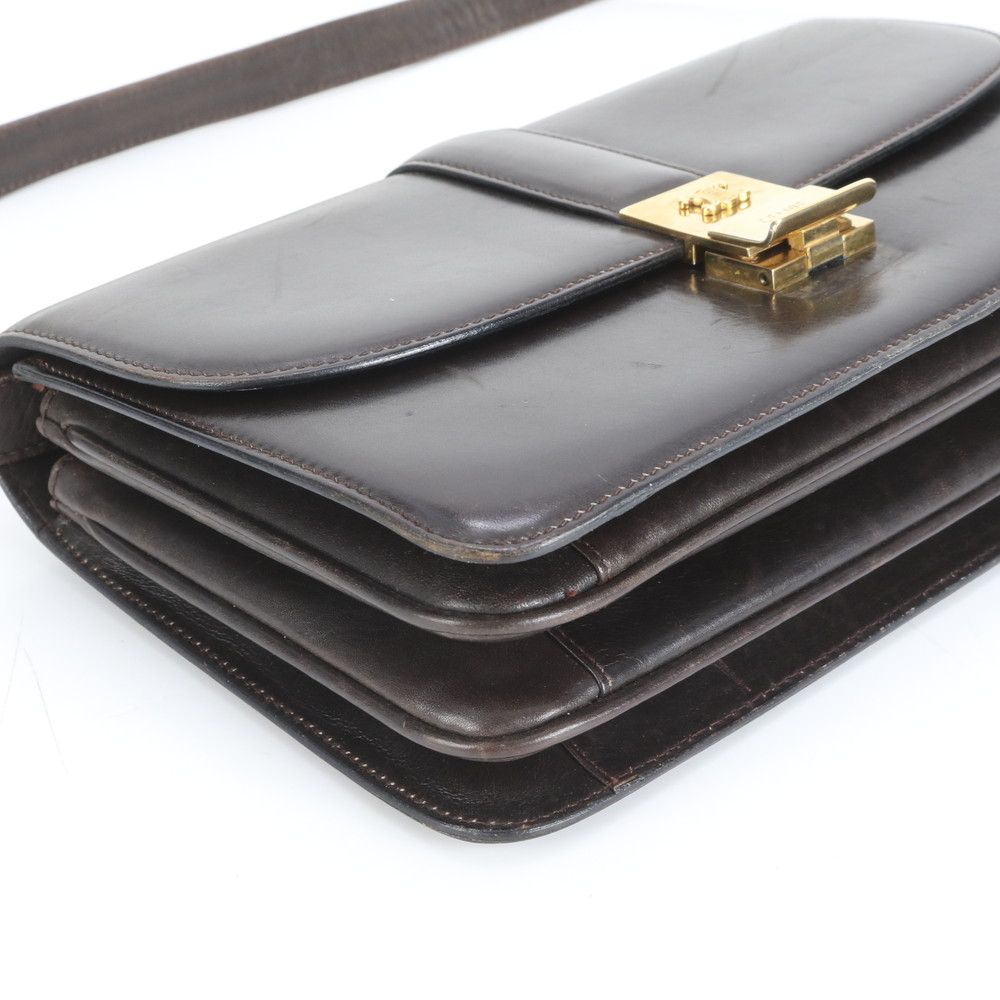 【極美品】 セリーヌ ターンロック金具 ショルダーバッグ レザー トリオンフ CELINE（セリーヌ） ショルダーバッグ Medium Triomphe トリオンフ