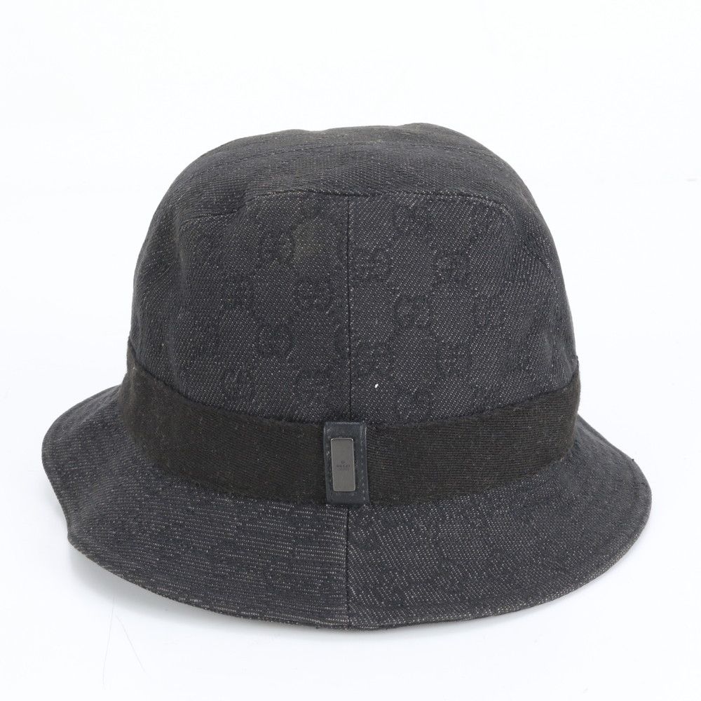 【最終値下げ！】【レア！ヴィンテージ】GUCCI ハット モノグラム 黒 美品 グッチ GG キャンバス バケット ハット バケハ 帽子 ブラック 黒