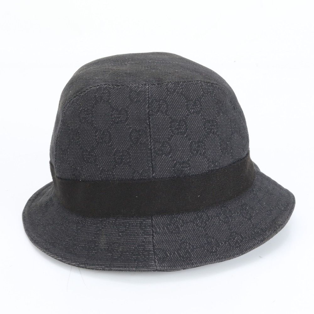 【最終値下げ！】【レア！ヴィンテージ】GUCCI ハット モノグラム 黒 美品 グッチ GG キャンバス バケット ハット バケハ 帽子 ブラック 黒