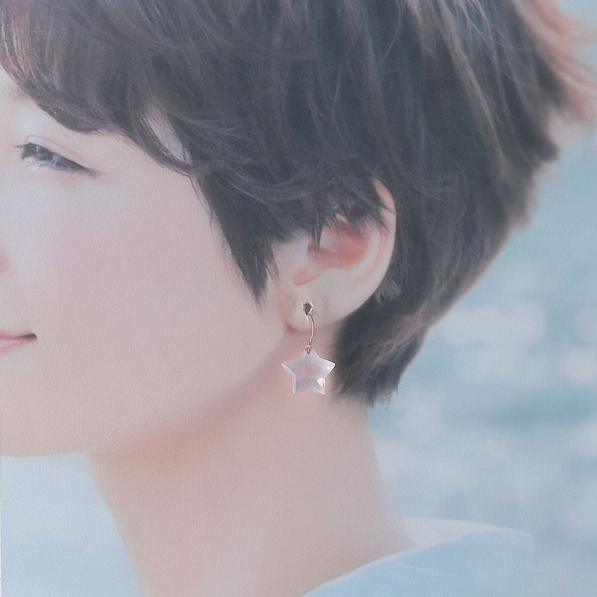 マリーエレーヌ ローズクォーツ スター ピアス ワンダー ラージ フック