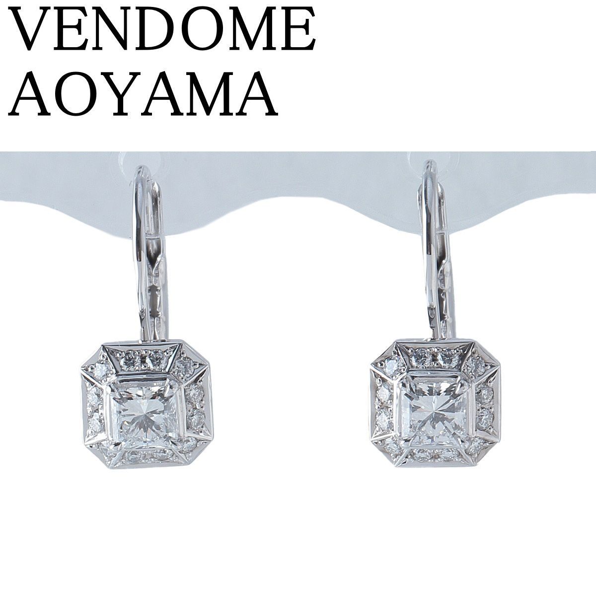 ヴァンドーム青山 ヴァンドームカット ダイヤ ピアス 中石ダイヤ0.176 ct 0.180 メレダイヤ0.06 ct×2 Pt 950 K 14 WG 仕上げ済 VENDOME AOYAMA VA