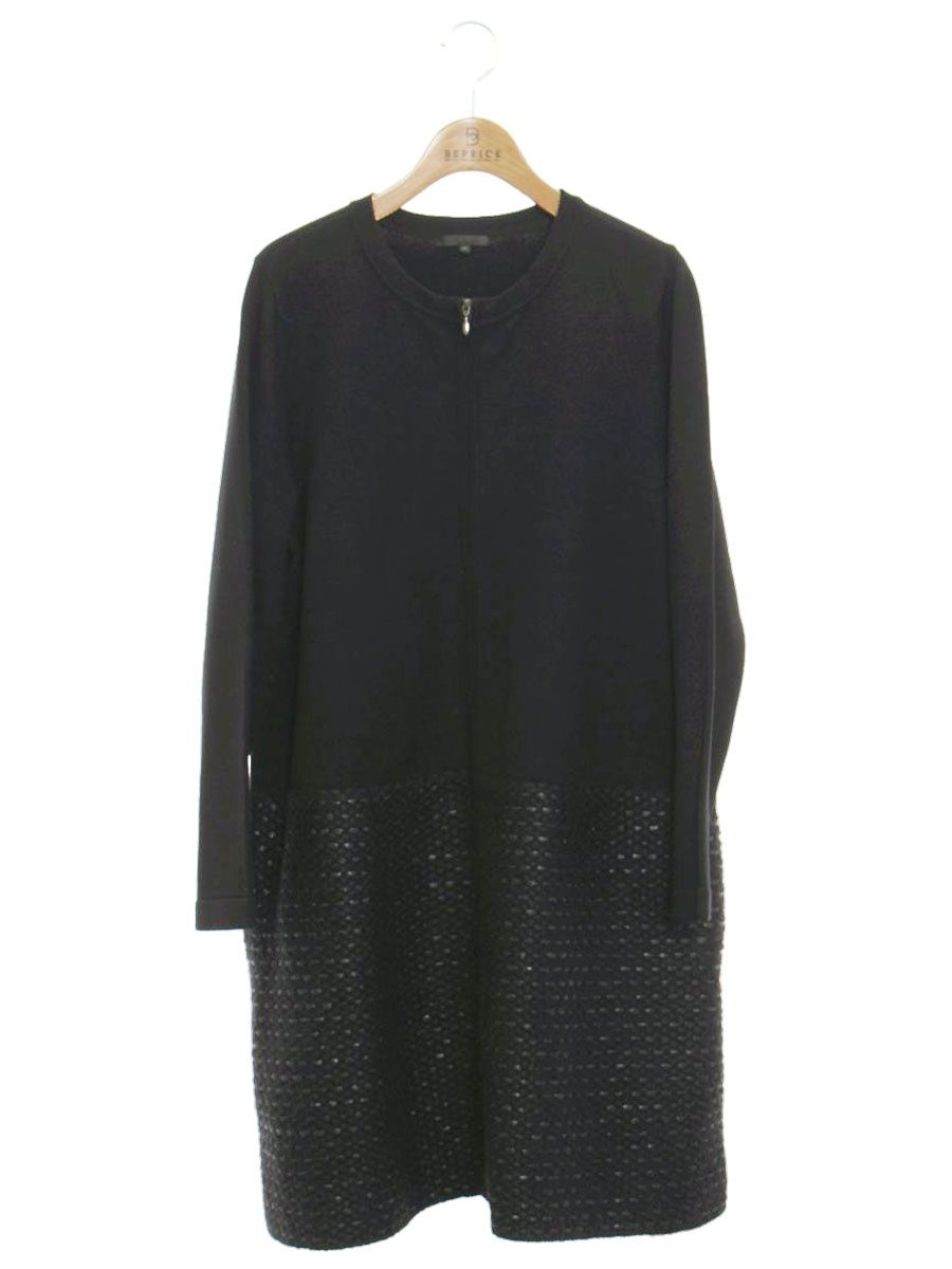 トゥービーシック W 7 F 06-229-09 ワンピース 46 ブラック ニット ダブルジップ ストレッチ素材