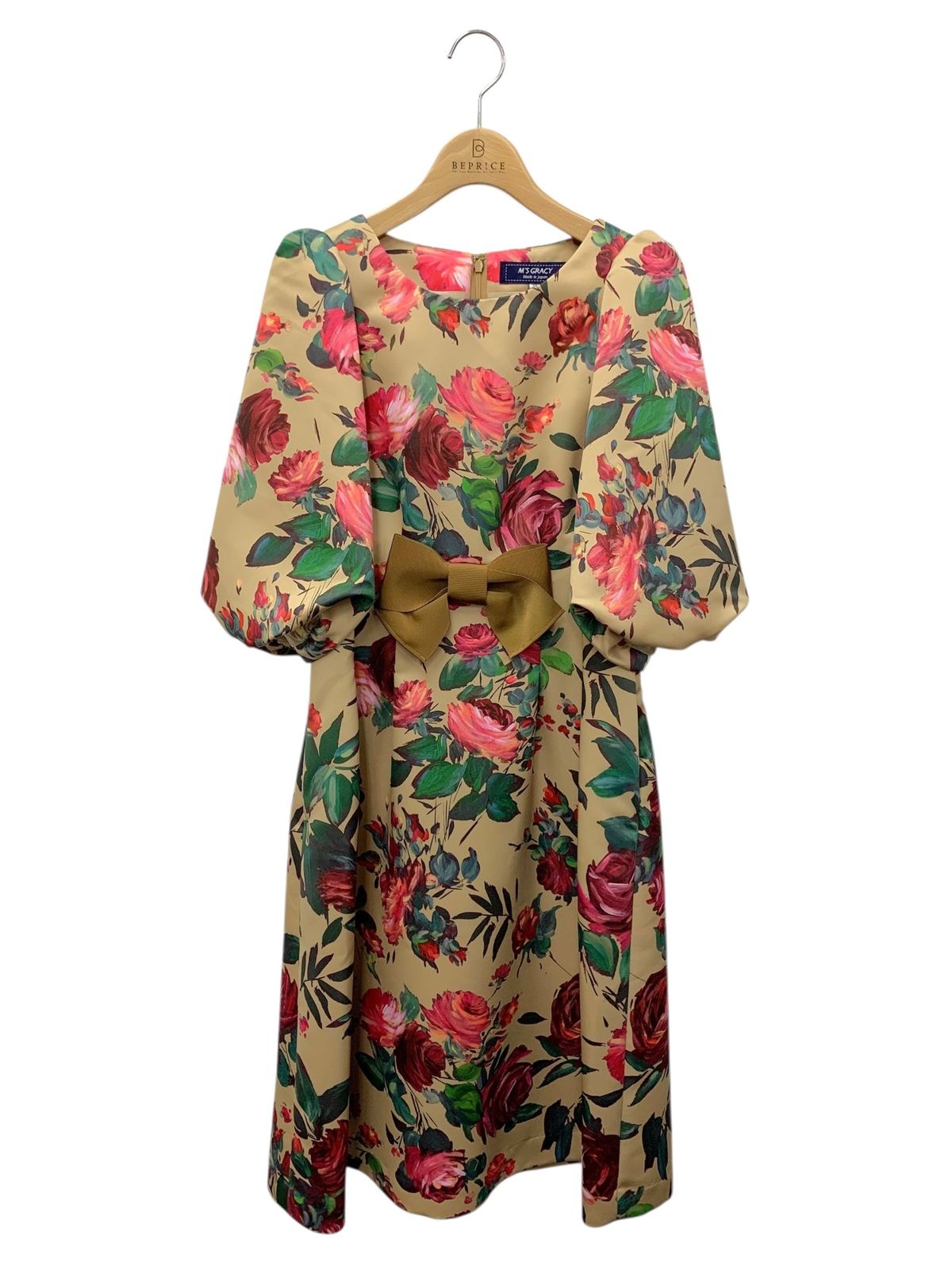 エムズグレイシー ドラマチックフラワードレス 111605 ワンピース 38 ブラウン