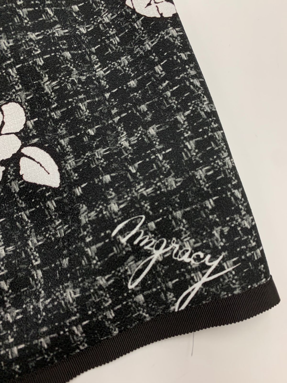 エムズグレイシー 317518 スカート 40 ブラック ツイード風プリント