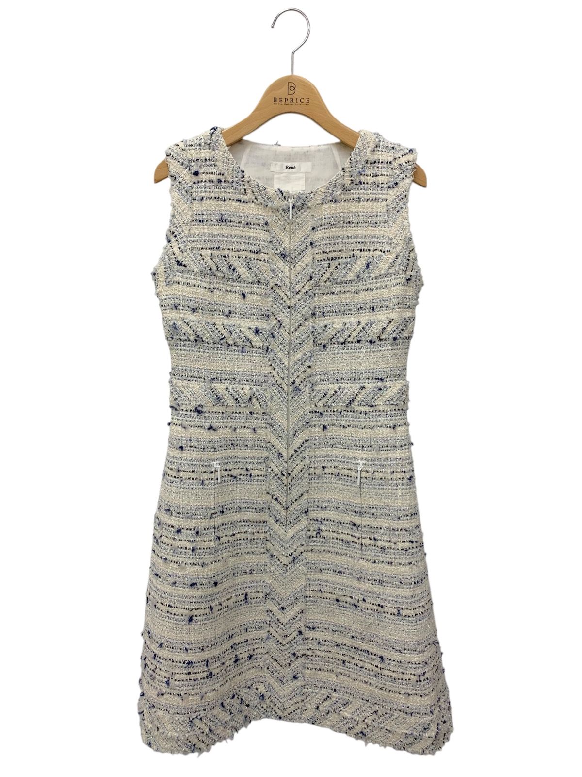 ルネ 6616220 ワンピース 34 ホワイト TISSUE ツイード