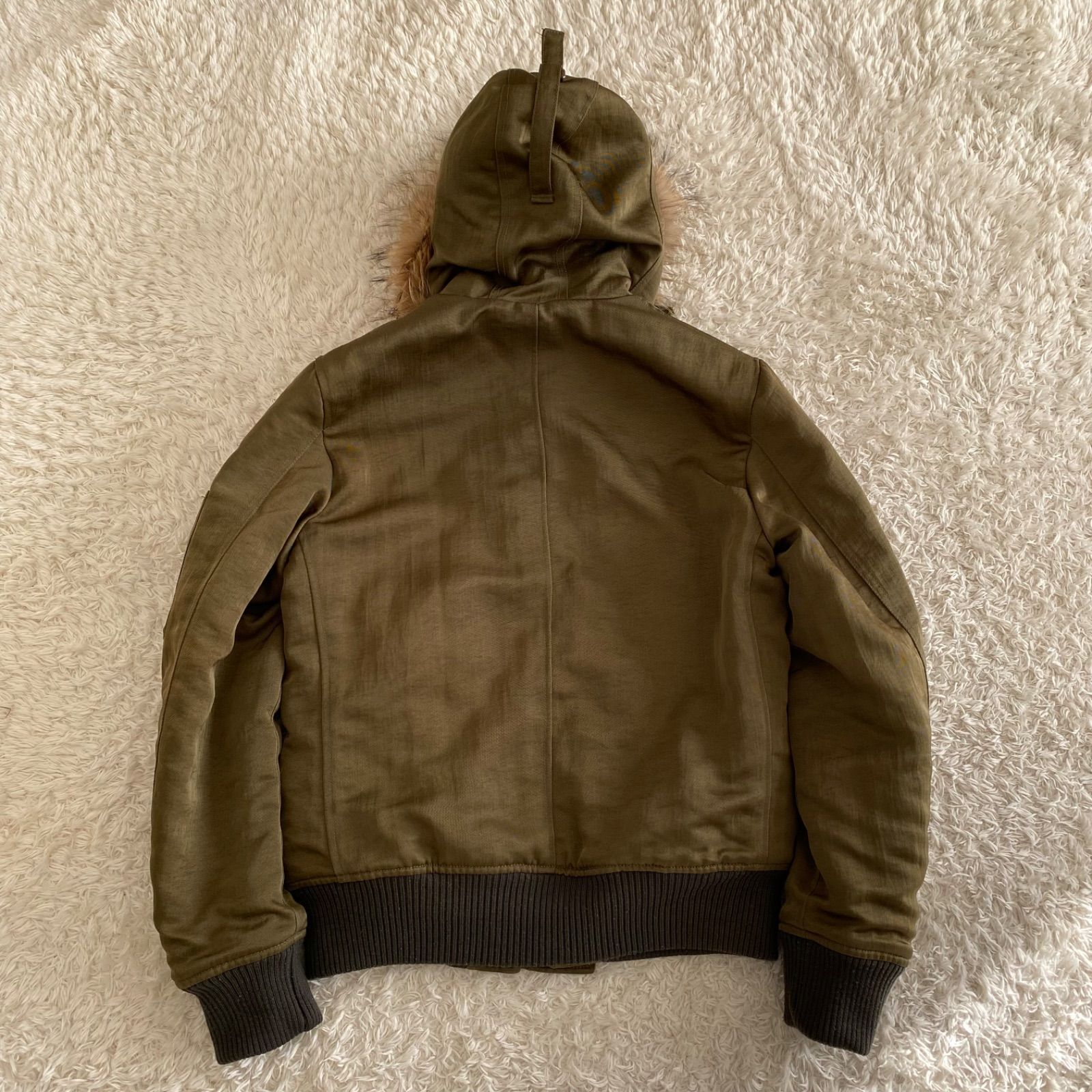 MEN S MELROSE メンズメルローズ n 2 b 銀ボタン リアルファー キルティング カーキ サイズ4