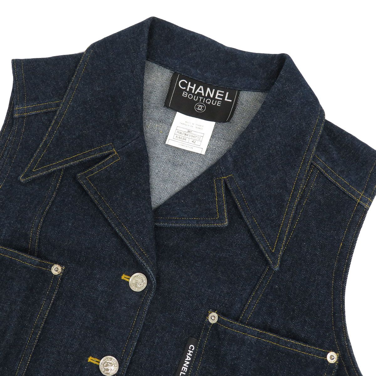 シャネル ヴィンテージ デニム ジレ P06784V04732 レディース ネイビー