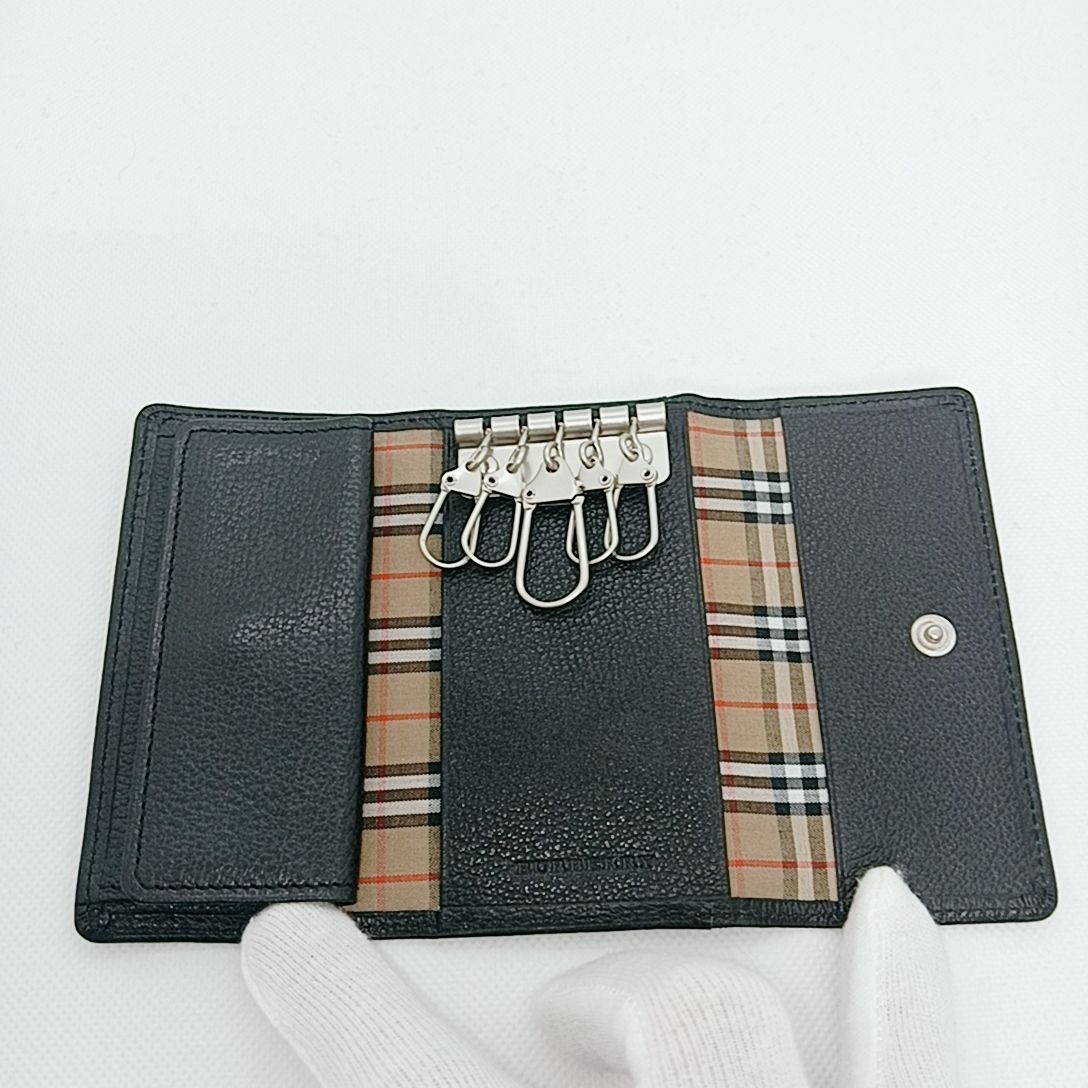 バーバリー 5連キーケース ブラックレザー - メルカリ