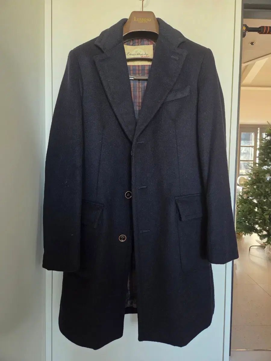 イタリー メンズ ウールコート ネイビー