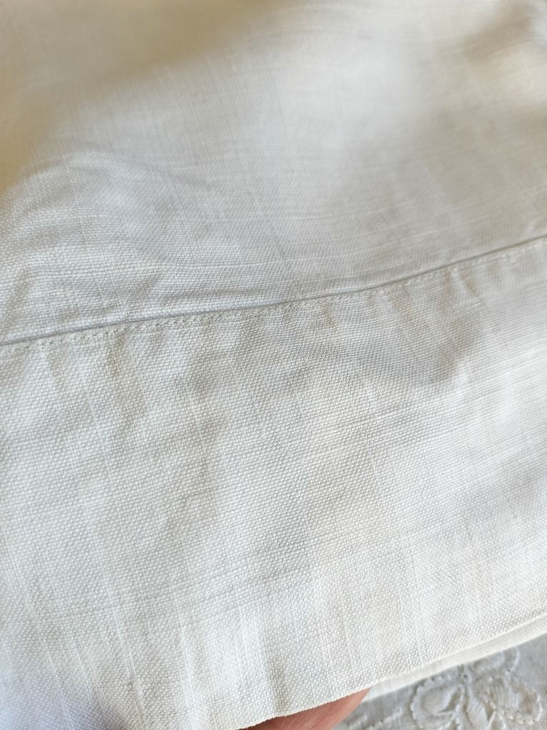 フランス アンティーク リネン 無地 シーツ モノグラム 刺繍 203