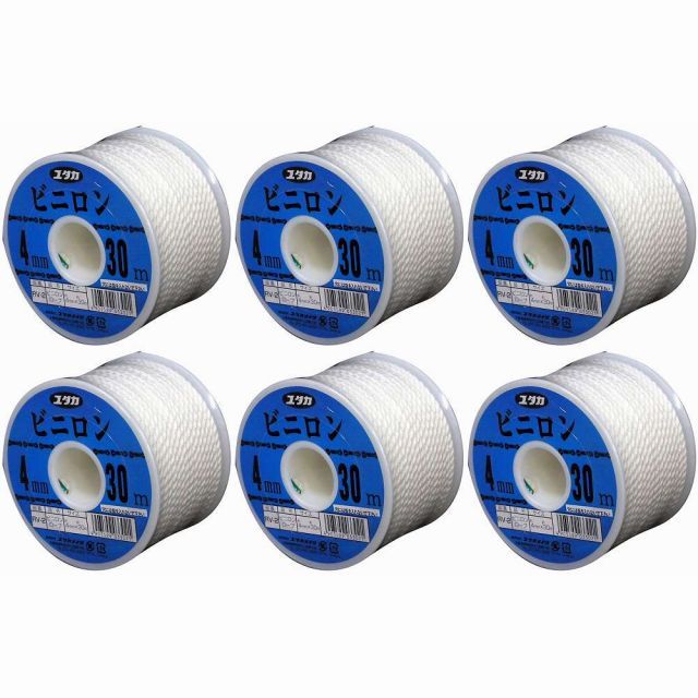 ユタカメイク ロープ ビニロンロープボビン巻 ４φ×３０ｍ 6個セット