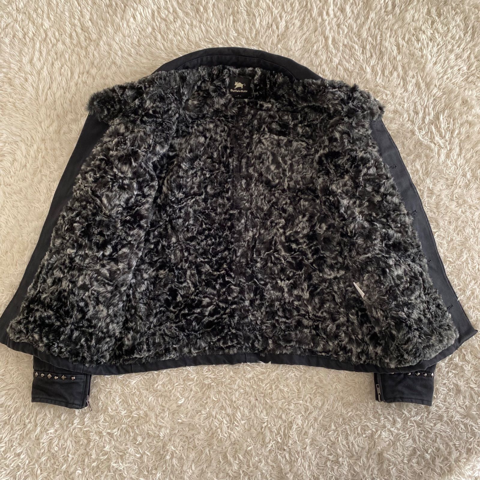 00s buffalo bobs fur jacket archive スタッズ y2k ブラック サイズ1