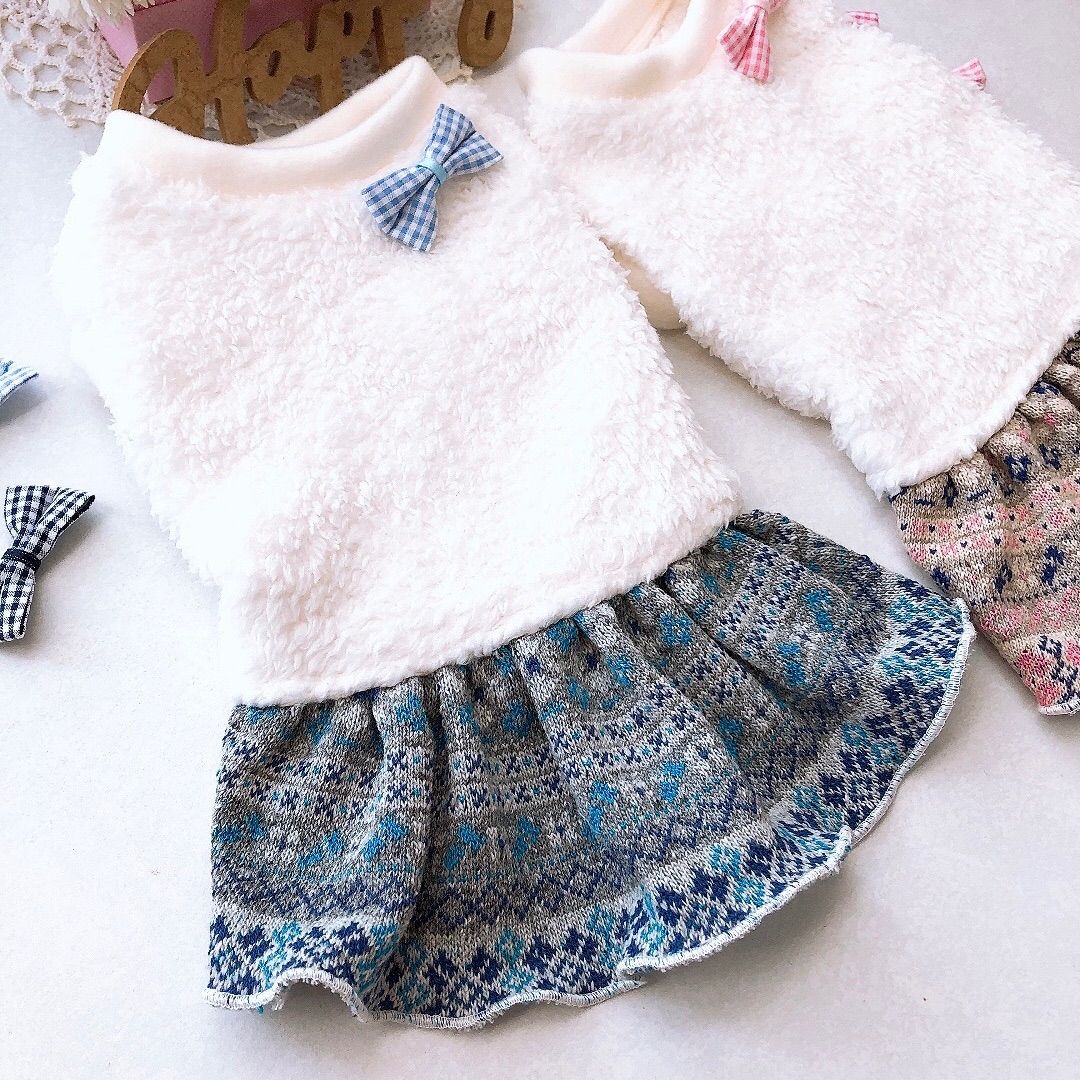 ♡ハンドメイド犬服♡白ボア×ジャガード♡オーダー - メルカリ