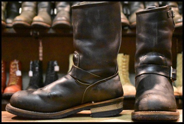 8 D PT 91プリント 95年 レッドウィング 2268 エンジニア ブラッククローム スチールトゥ プルオン ブーツ redwing FK 287