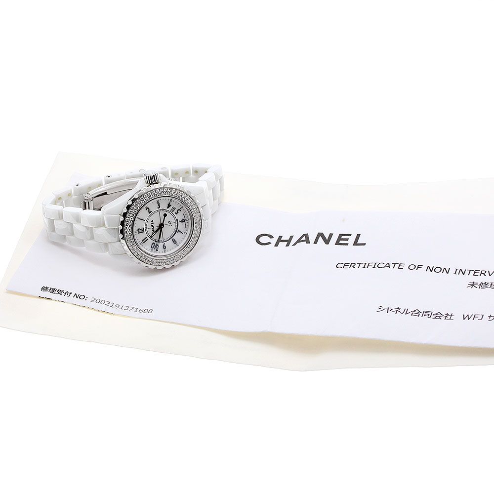 シャネル CHANEL H 0967 J 12 ダイヤベゼル 白セラミック デイト クォーツ レディース_920531