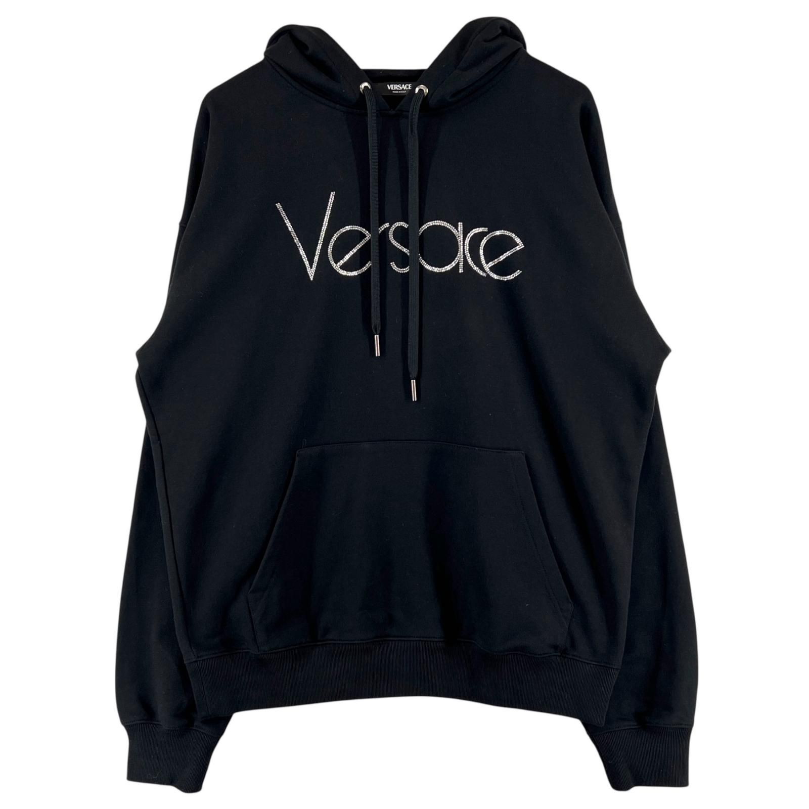 VERSACE ブラック ロゴパーカー S