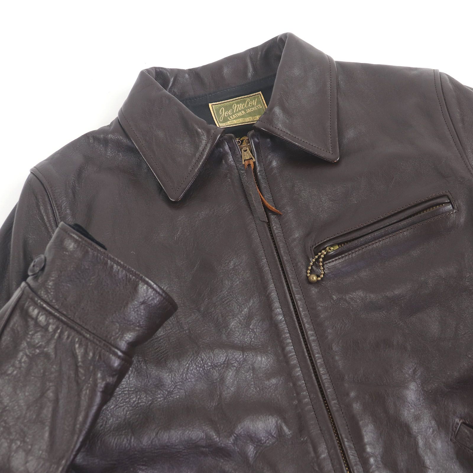 美品□JOE McCOY ジョーマッコイ ホースハイド 30s SPORT JACKET シングル ライダースジャケット レザージャケット ブラウン 36 日本製 美品□JOE McCOY ジョーマッコイ ホースハイド 30s SPORT JACKET