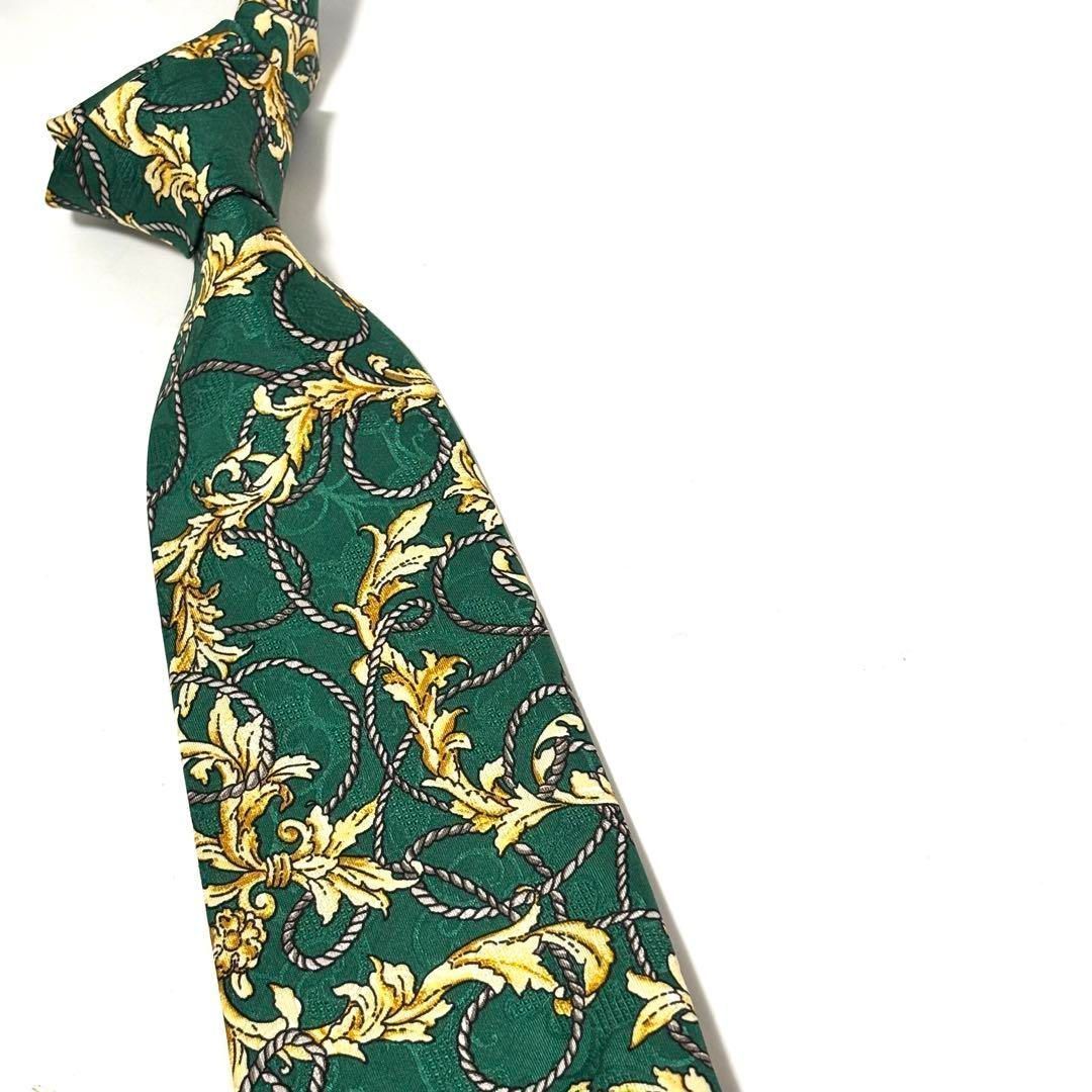 未使用・タグ付き✨ クリスチャンディオール ネクタイ 光沢 花柄 緑