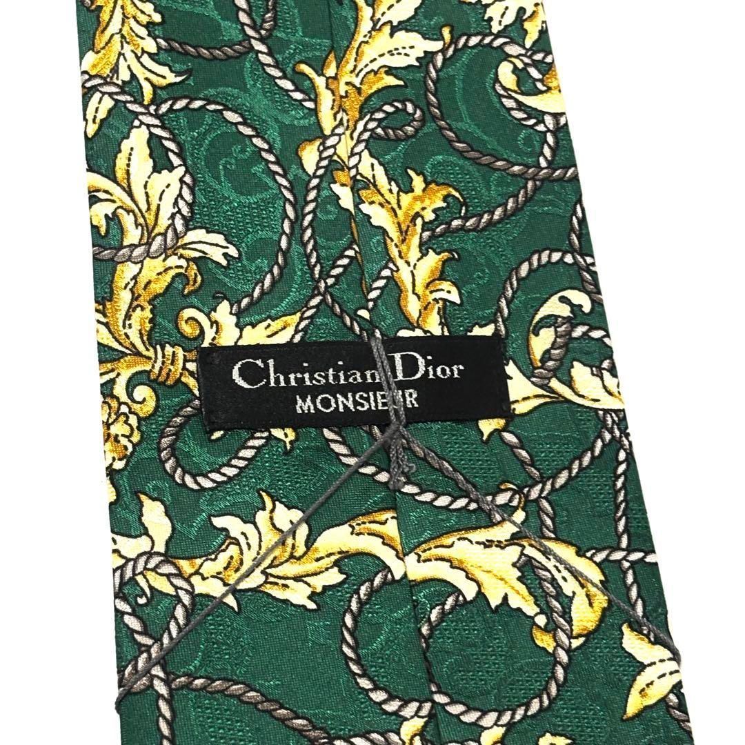 未使用・タグ付き✨ クリスチャンディオール ネクタイ 光沢 花柄 緑